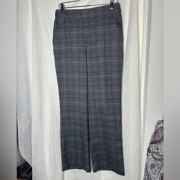 Kasper Relaxed Fit Tailored Pants Small Blue & Gray Plaid Pull On Elastic Waist - Picture 9 of 17